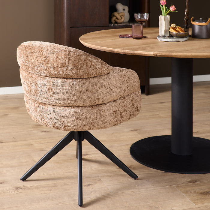 STARFURN Eetkamerstoel Bella Cinnamon Poot Zwart Met armleuning-Eetkamerstoelen-Starfurn