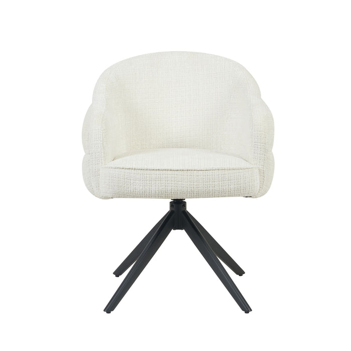 STARFURN Eetkamerstoel Bella Off Wit Poot Zwart Met armleuning 64x65x83 cm-Eetkamerstoelen-Starfurn