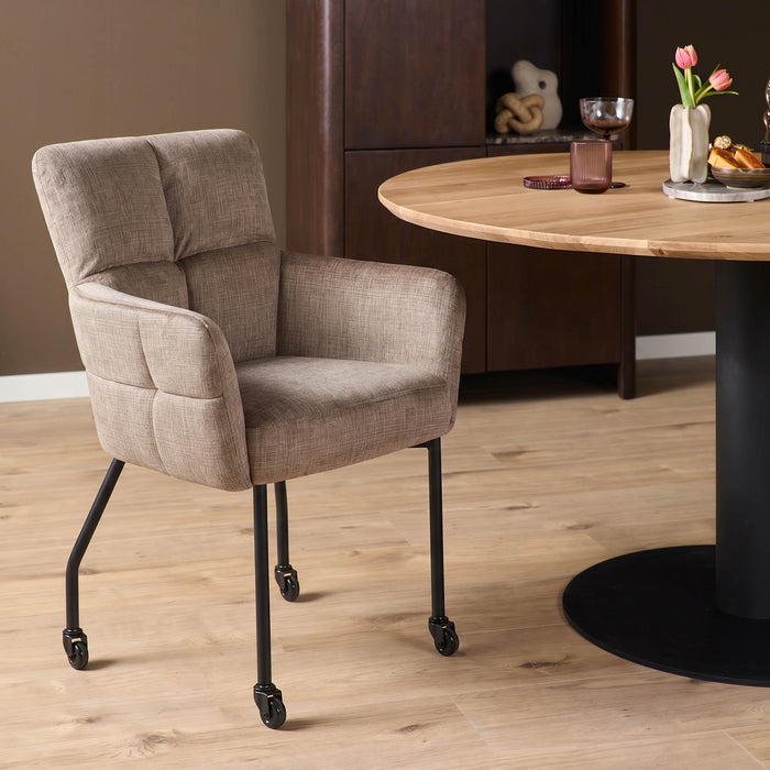 STARFURN Eetkamerstoel Dave met armleuning Taupe-Eetkamerstoelen-Starfurn
