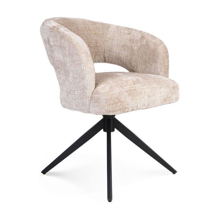 STARFURN Eetkamerstoel Demi | Beige | Poot Black | Met armleuning-Eetkamerstoelen-Starfurn