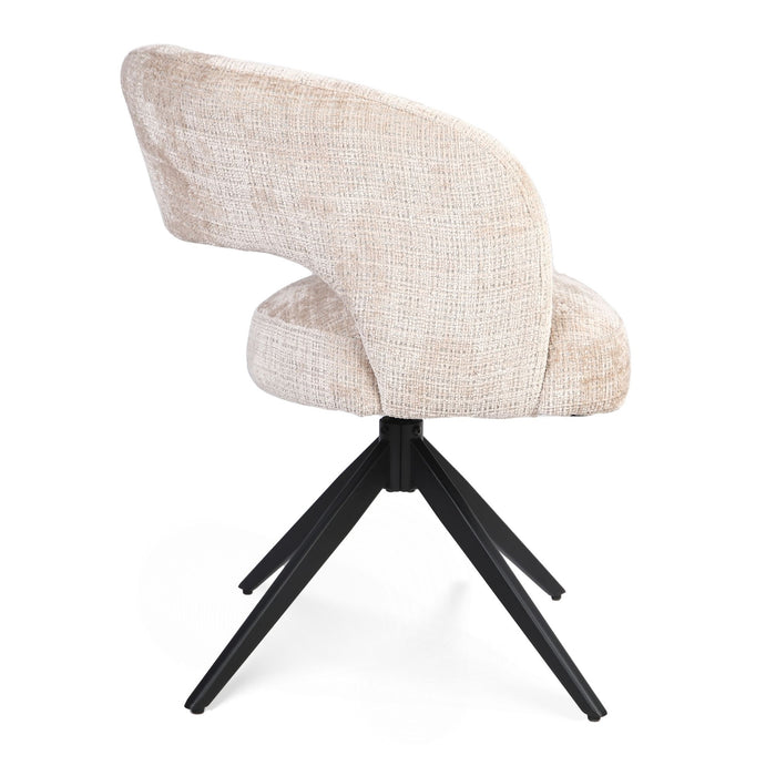 STARFURN Eetkamerstoel Demi | Beige | Poot Black | Met armleuning-Eetkamerstoelen-Starfurn