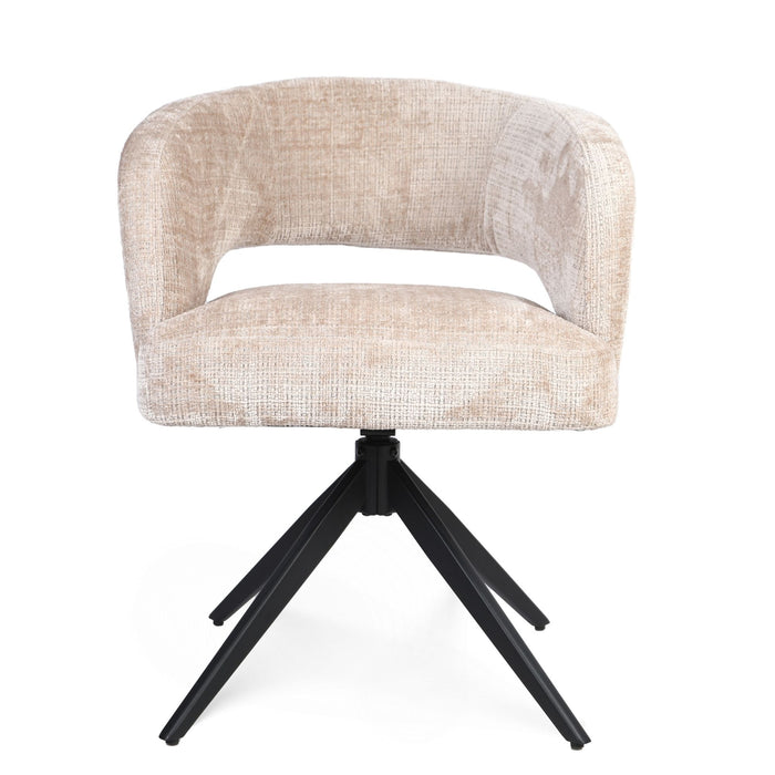 STARFURN Eetkamerstoel Demi | Beige | Poot Black | Met armleuning-Eetkamerstoelen-Starfurn