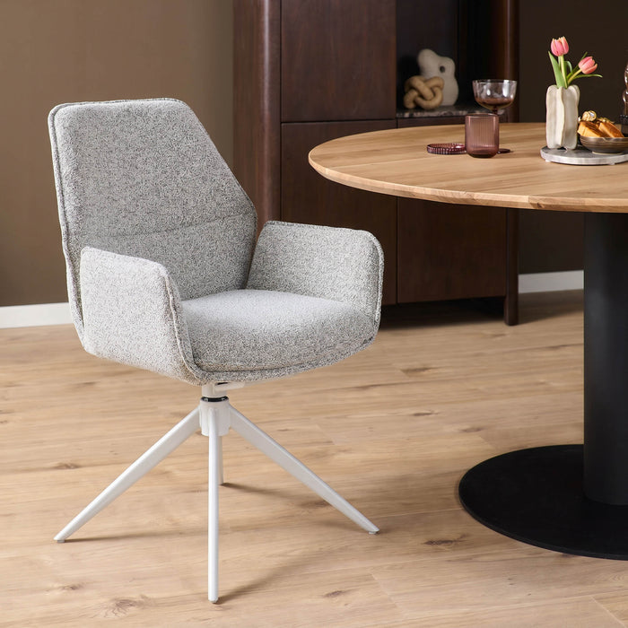 STARFURN Eetkamerstoel Hera Licht Grijs Met armleuning 63x63x83 cm-Eetkamerstoelen-Starfurn