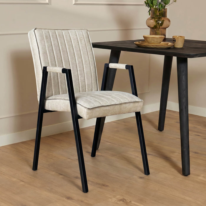 STARFURN Eetkamerstoel Tivoli Bull Beige Met armleuning 52x56x88 cm-Eetkamerstoelen-Starfurn