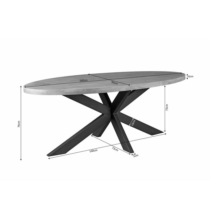 STARFURN Eettafel Dakota | 160 cm | Ovaal-Eettafels-Starfurn