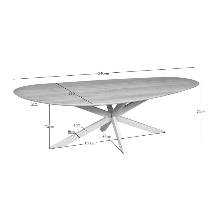 STARFURN Eettafel Eiken eettafel Cloud 240 cm Naturel Poot Zand-Eettafels-Starfurn