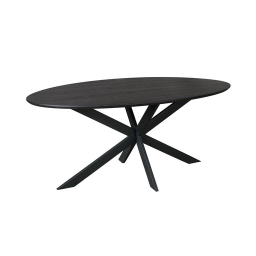 STARFURN Eettafel Eiken eettafel Ferris Ovaal 180 cm Zwart 180x100x76 cm-Eettafels-Starfurn