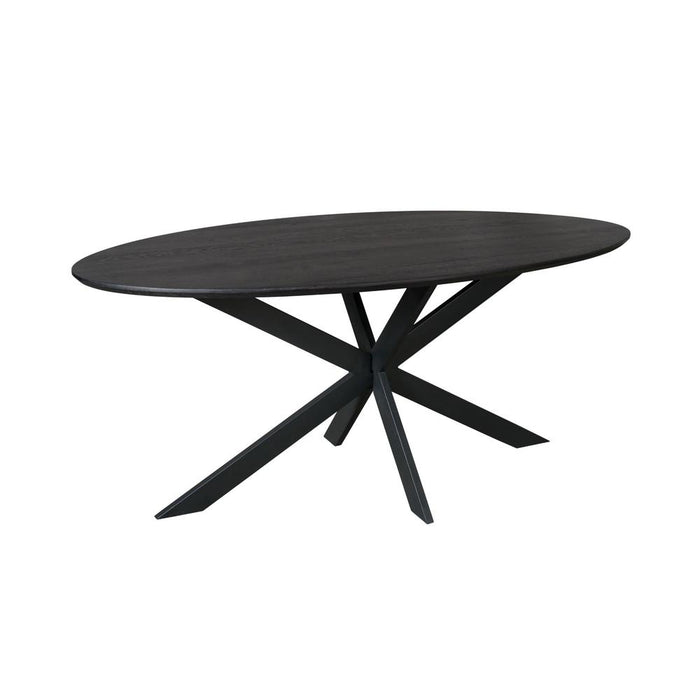 STARFURN Eettafel Eiken eettafel Ferris Ovaal 180 cm Zwart 180x100x76 cm-Eettafels-Starfurn