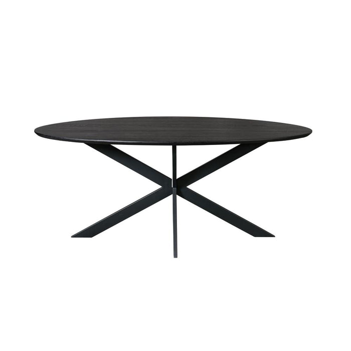 STARFURN Eettafel Eiken eettafel Ferris Ovaal 180 cm Zwart 180x100x76 cm-Eettafels-Starfurn
