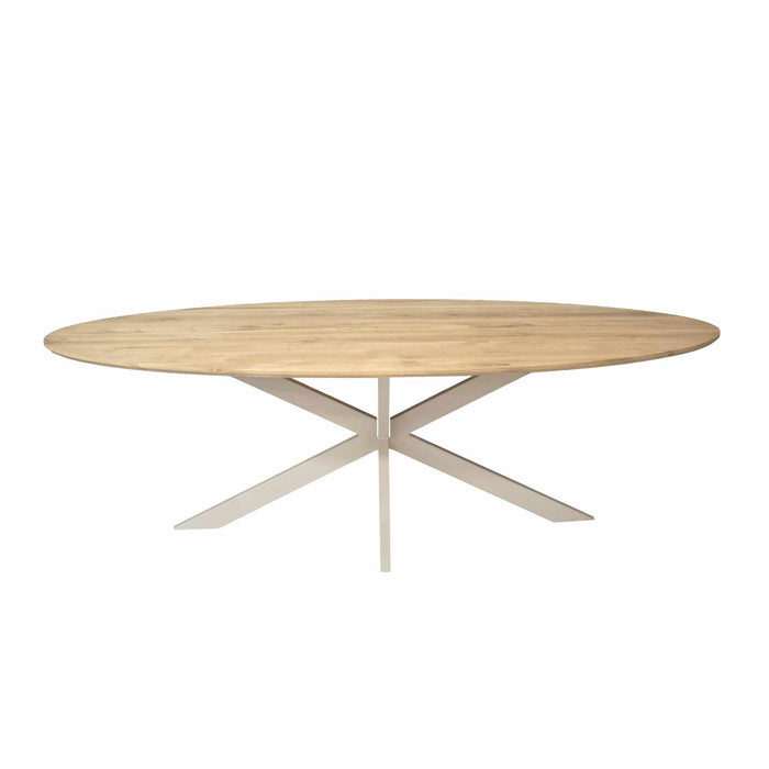 STARFURN Eettafel Eiken eettafel Ferris Ovaal 280 cm Naturel Poot Zand-Eettafels-Starfurn