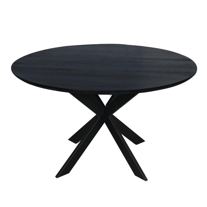 STARFURN Eettafel Eiken eettafel Ferris Rond 130 cm Zwart 130x130x76 cm-Eettafels-Starfurn