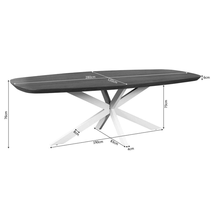 STARFURN Eettafel Madison Bruin 280 cm Deens Ovaal Poot Zand 280x120x76 cm-Eettafels-Starfurn