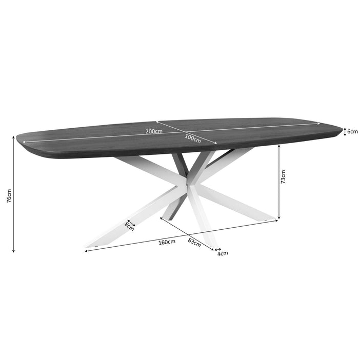 STARFURN Eettafel Madison Naturel 200 cm Deens ovaal 200x100x76 cm