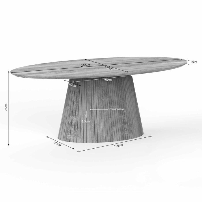 STARFURN Eettafel Solana 210 cm Ovaal Taupe 210x110x76 cm-Eettafels-Starfurn