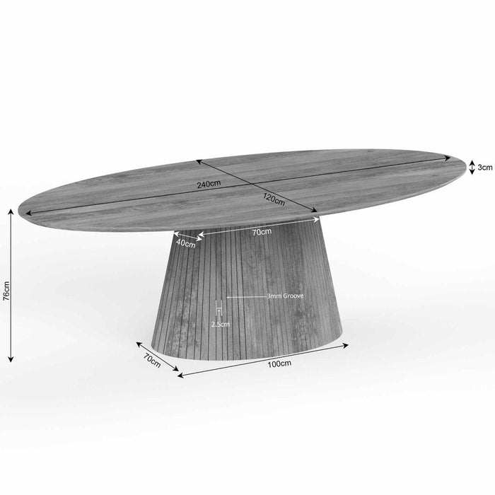 STARFURN Eettafel Solana 240 cm Ovaal Taupe 240x120x76 cm-Eettafels-Starfurn