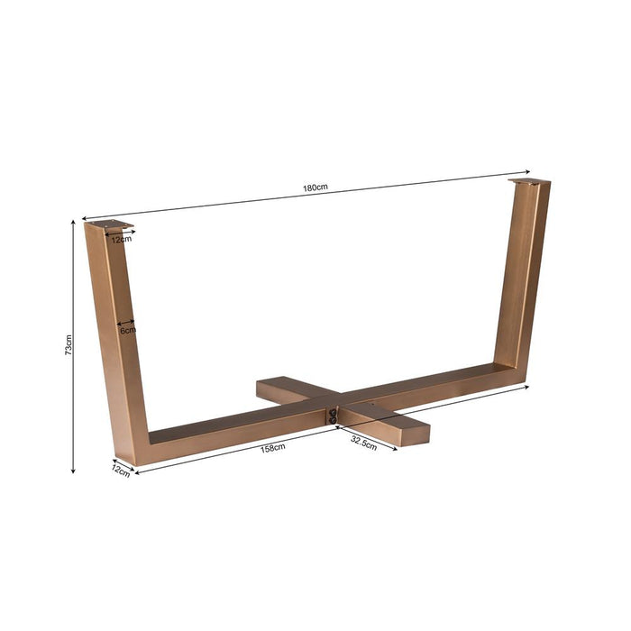 STARFURN Eettafel Tafelpoten Brons Metaal 180x80 cm-Eettafels-Starfurn