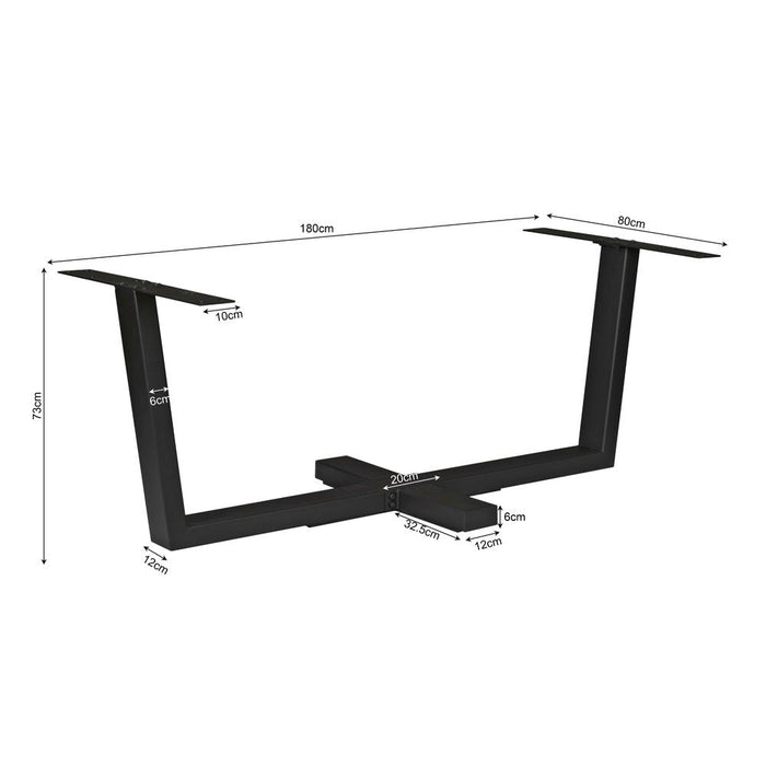 STARFURN Eettafel Tafelpoten Zwart Metaal 180x80 cm-Eettafels-Starfurn
