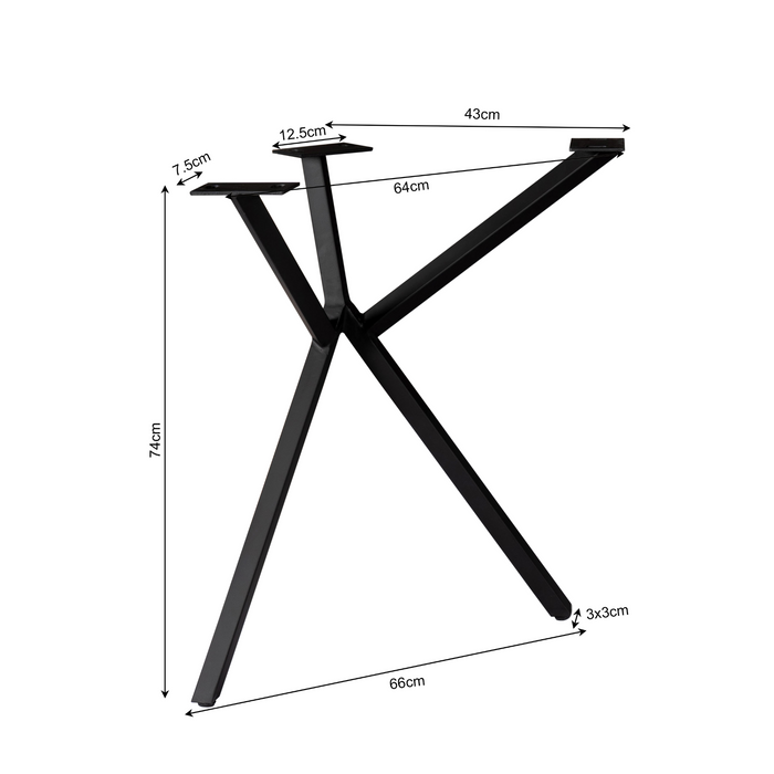STARFURN Eettafel Tafelpoten Zwart Metaal 53x71 cm