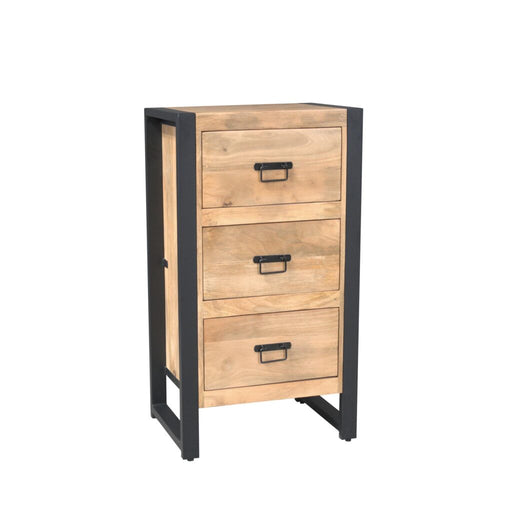 STARFURN Halkast Britt Mangohout Naturel 55cm Drie Lades-Opbergkasten-Starfurn