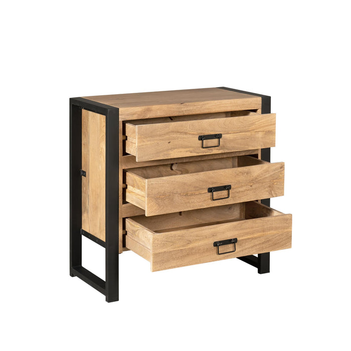 STARFURN Ladenkast Britt Mangohout Naturel 80cm Drie Lades-Ladenkasten-Starfurn