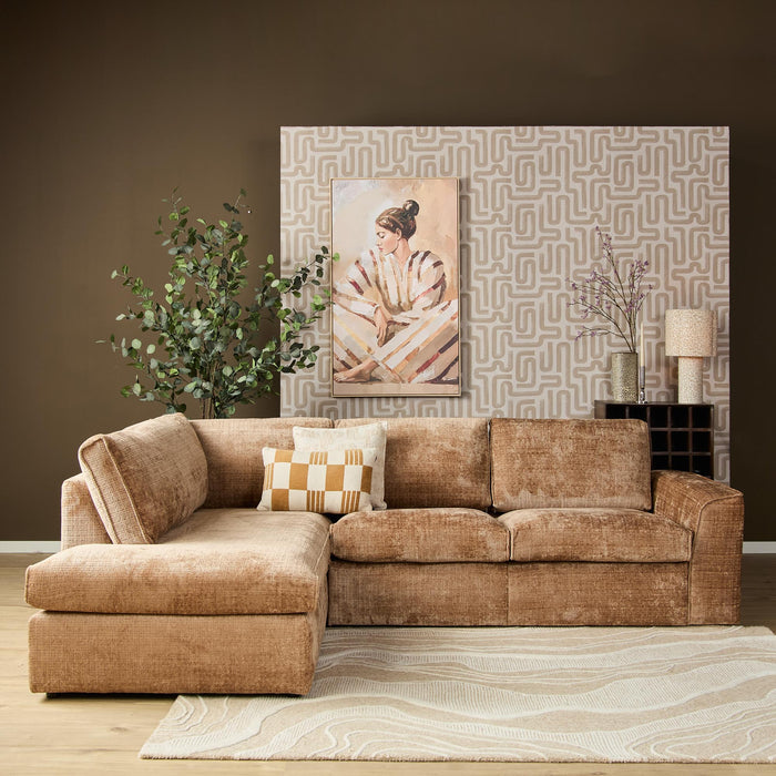 STARFURN MySofa Teddy Hoekbank Cinnamon Divan Links+2,5 zits-Banken-Starfurn