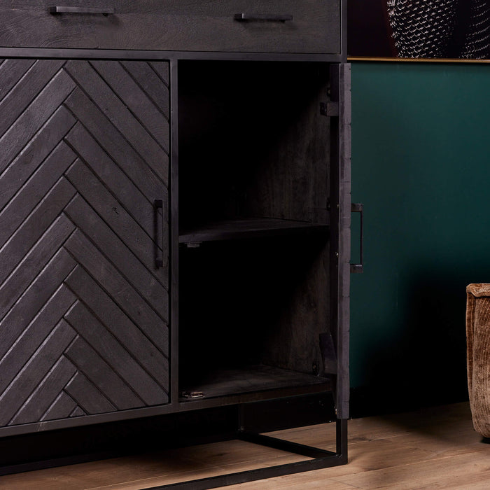 STARFURN Opbergkast Kabinet kast New York Mangohout en staal 100 cm-Opbergkasten-Starfurn