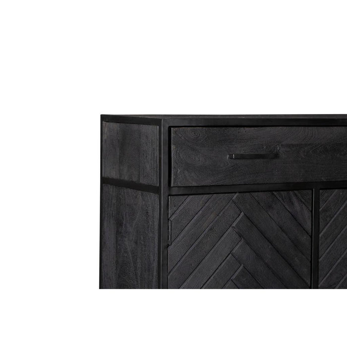 STARFURN Opbergkast Kabinet kast New York Mangohout en staal 100 cm-Opbergkasten-Starfurn