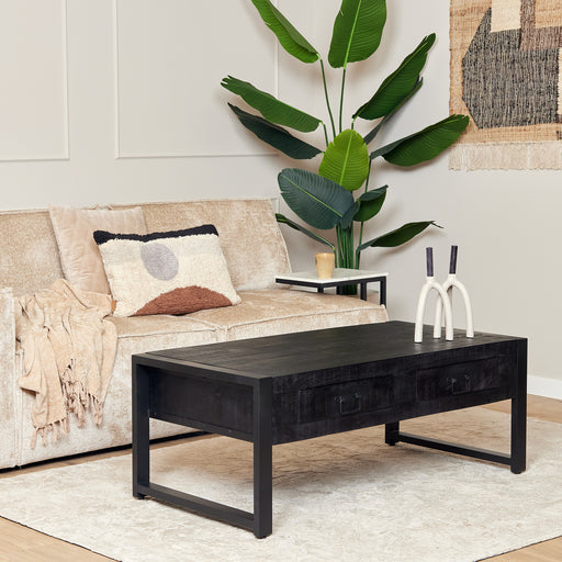 STARFURN Salontafel Boaz Zwart met 2 lades 120 cm 120x60x45 cm-Salontafels-Starfurn