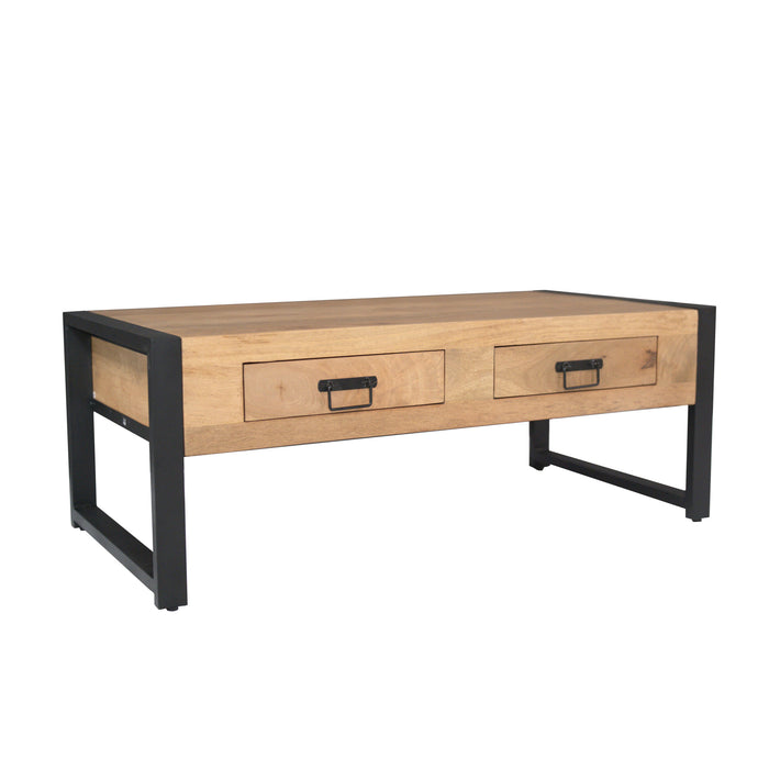 STARFURN Salontafel Britt Mangohout Naturel 120x60 Twee Lades-Salontafels-Starfurn