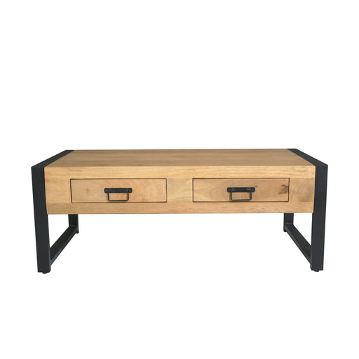 STARFURN Salontafel Britt Mangohout Naturel 120x60 Twee Lades-Salontafels-Starfurn