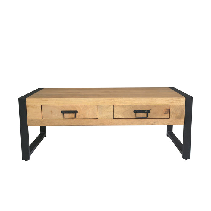 STARFURN Salontafel Britt Mangohout Naturel 120x60 Twee Lades-Salontafels-Starfurn