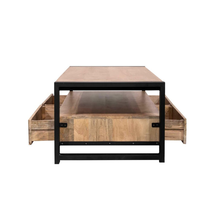 STARFURN Salontafel Britt Mangohout Naturel 120x60 Vier Lades-Salontafels-Starfurn