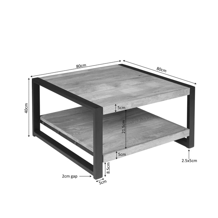 STARFURN Salontafel Britt Mangohout Naturel 80x80 Onderblad-Salontafels-Starfurn