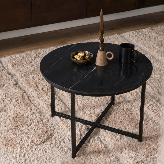 STARFURN Salontafel Collin Zwart marmer 75 cm 75x75x45 cm-Salontafels-Starfurn