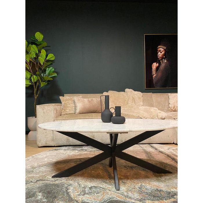 STARFURN Salontafel Faye Ovaal Wit marmer 130x70x46 cm-Salontafels-Starfurn