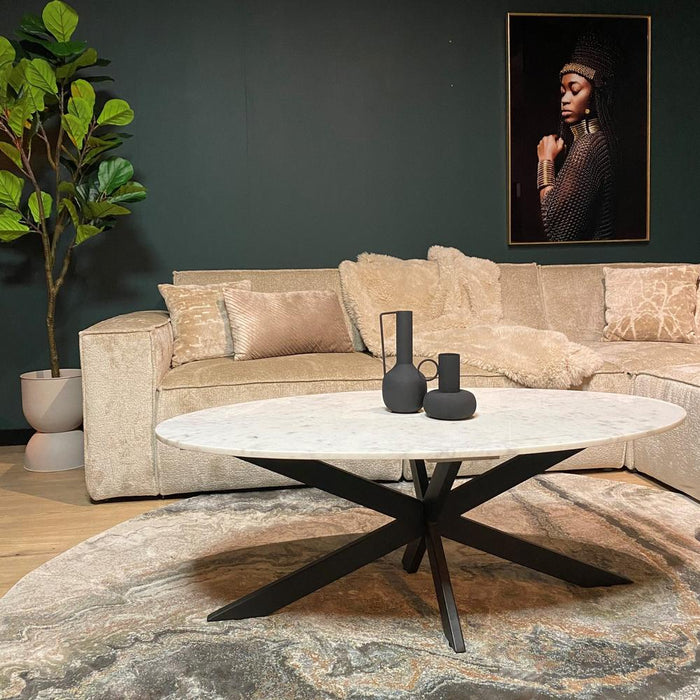 STARFURN Salontafel Faye Ovaal Wit marmer 130x70x46 cm-Salontafels-Starfurn