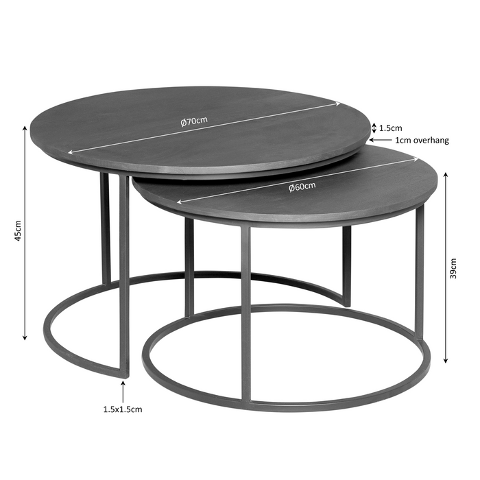 STARFURN Salontafel Madison Naturel Mangohout 70 cm 70x70x45 cm