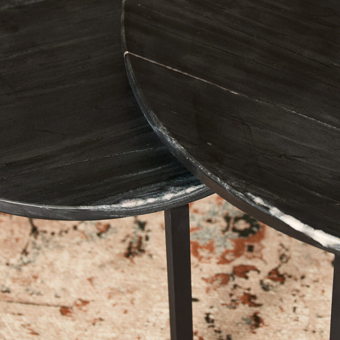 STARFURN Salontafel Nova Set van 2 Rond Zwart marmer 70x70x45 cm-Salontafels-Starfurn
