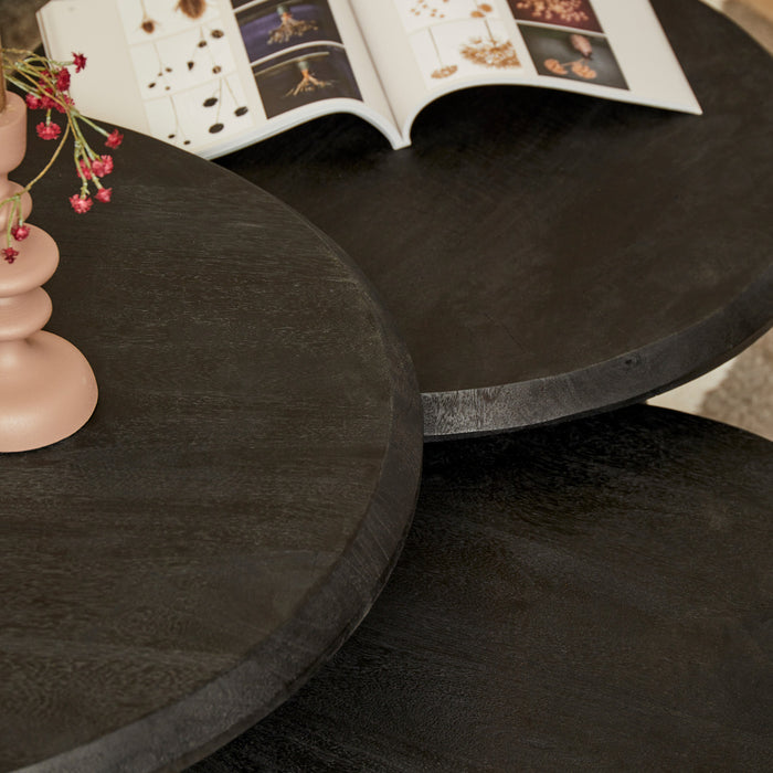 STARFURN Salontafel Ohio Zwart set van 3 70x70x45 cm-Salontafels-Starfurn