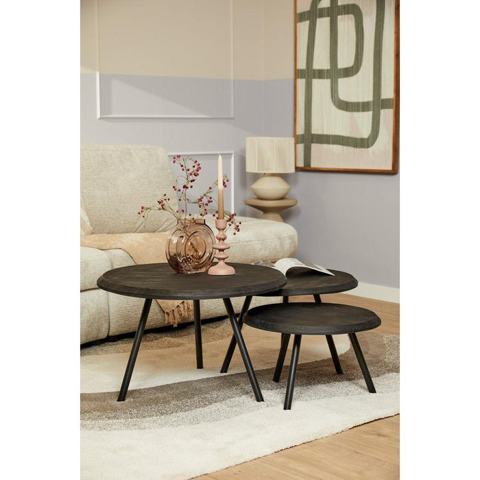 STARFURN Salontafel Ohio Zwart set van 3 70x70x45 cm-Salontafels-Starfurn