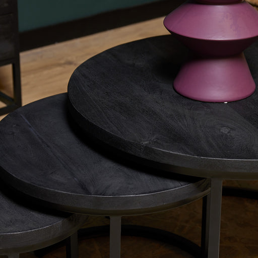 STARFURN Salontafel Triole All Zwart Set van 3 70x70x45 cm-Salontafels-Starfurn