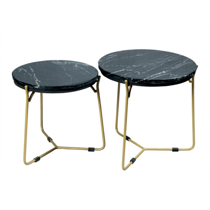 STARFURN Salontafel set Caly Zwart marmer 50-40 cm 45x45x45 cm-Salontafels-Starfurn