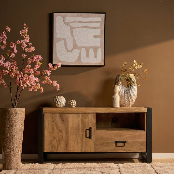 STARFURN TV-meubel Britt Mangohout Naturel 110cm Deur Open Vak-TV-meubels-Starfurn
