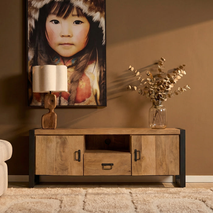 STARFURN TV-meubel Britt Mangohout Naturel 150cm Deuren Lade-TV-meubels-Starfurn