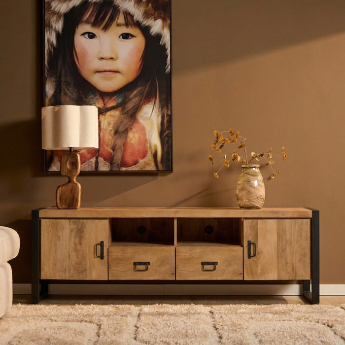 STARFURN TV-meubel Britt Mangohout Naturel 200cm Deuren Lade-TV-meubels-Starfurn