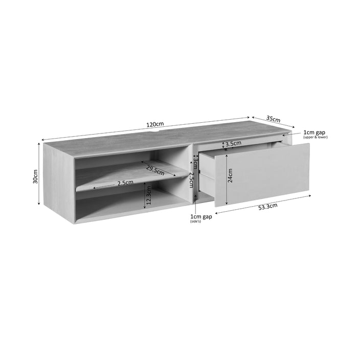 STARFURN TV-meubel Zwevend tv meubel Ambiance Bruin 120 cm 120x30x35 cm