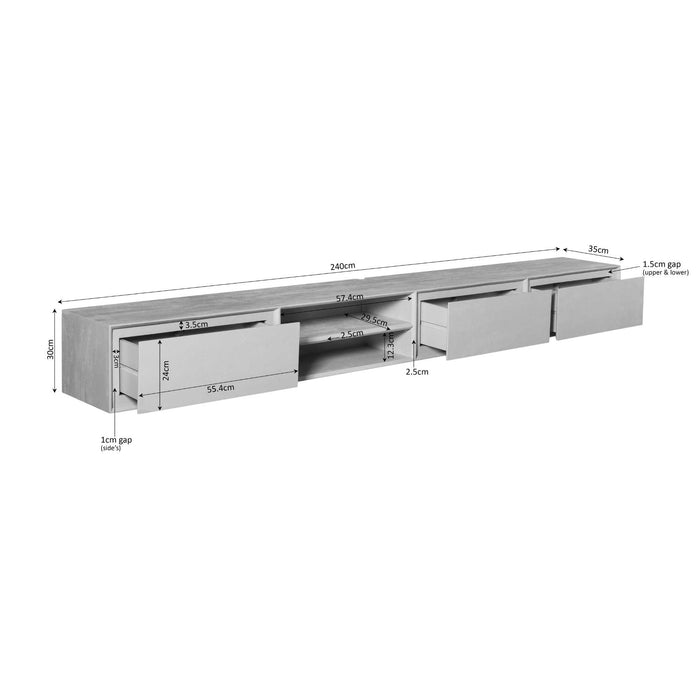 STARFURN TV-meubel Zwevend tv meubel Ambiance Bruin 240 cm 240x30x35 cm