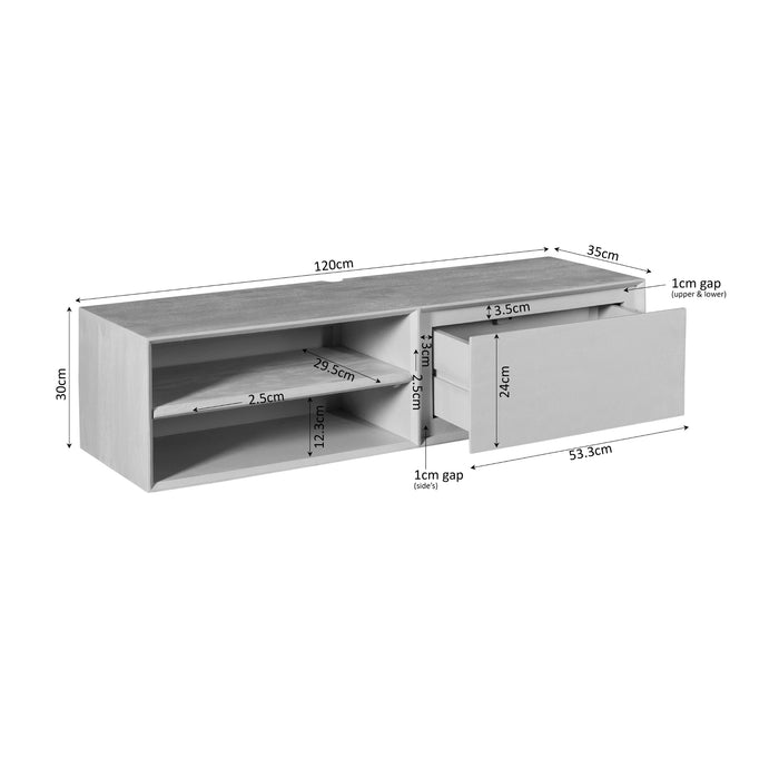 STARFURN TV-meubel Zwevend tv meubel Ambiance Naturel 120 cm 120x30x35 cm