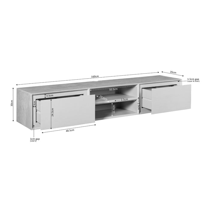 STARFURN TV-meubel Zwevend tv meubel Ambiance Naturel 160 cm 160x30x35 cm