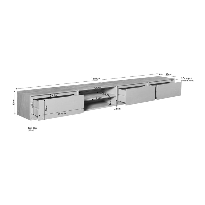 STARFURN TV-meubel Zwevend tv meubel Ambiance Naturel 240 cm 240x30x35 cm